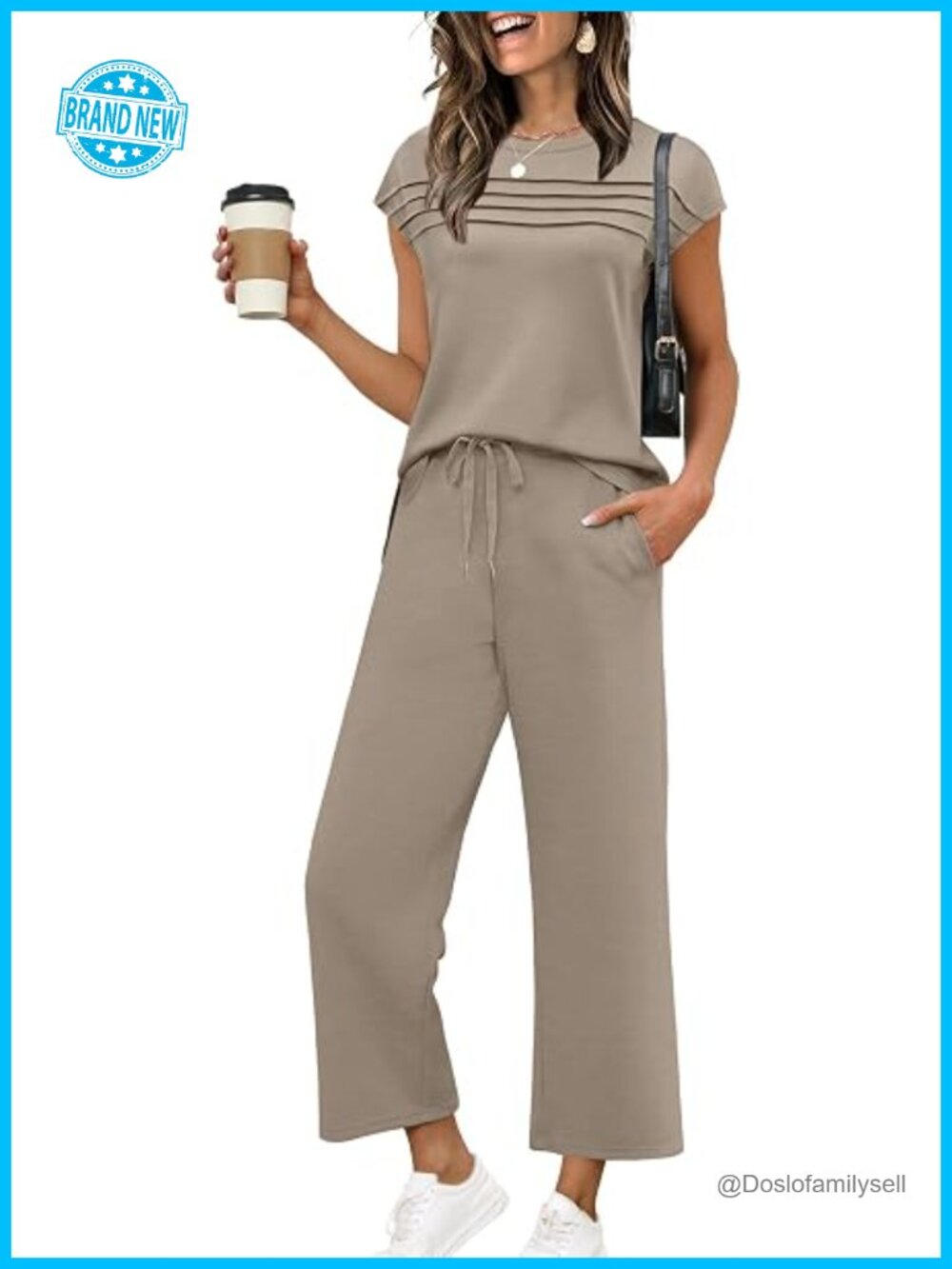 Two Piece Sets Cap Sleeve Lounge Matching Sets Wide Leg Pants